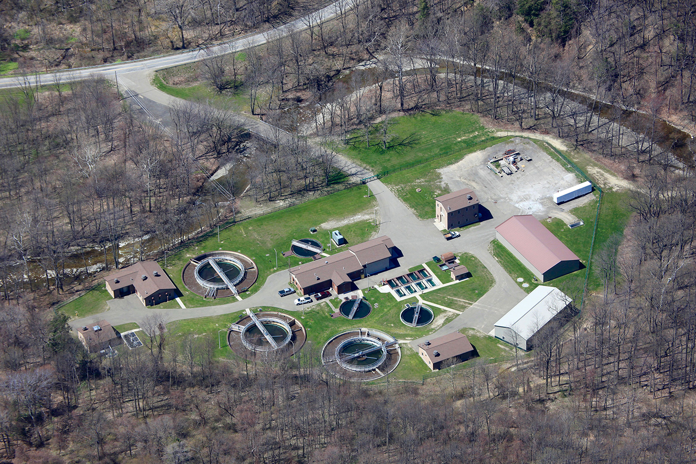 aerial shot of North East Borough waste water treatment plant