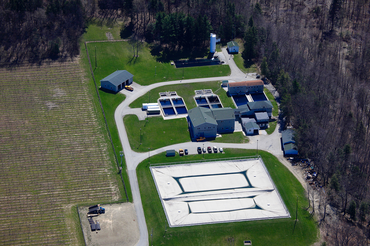 aerial shot of north east borough water filter plant