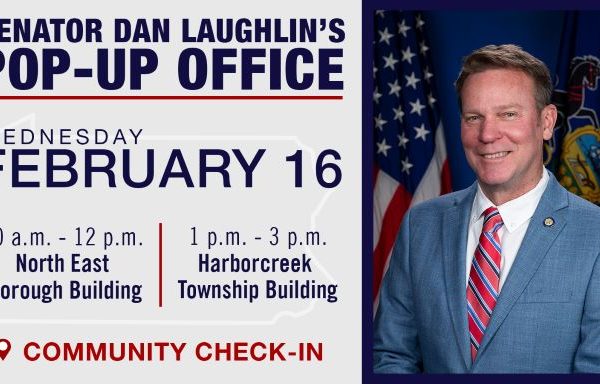 State Senator Laughlin’s Office to visit North East Borough of February 16th